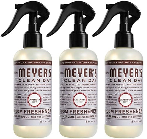 MRS. MEYER'S Clean Day Lavender Air Freshener Spray for Bathrooms, Aromatherapeutic Homekeeping with Essential Oils, Non-Aerosol, Garden-Inspired Scent, 8 fl oz (Pack of 3)