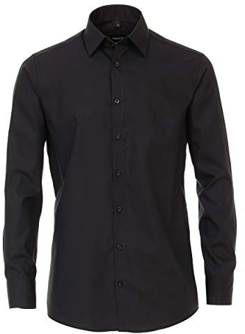 Venti Businesshemd extra Langer Arm 69cm Uni Modern Fit Tiefschwarz 46