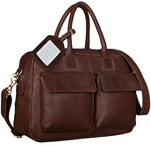 STILORD 'Carlo' Große Umhängetasche Leder Lehrertasche Aktentasche Schultertasche Reise Beruf Freizeit 15,6 Zoll Laptop College Bag Arbeit Büro, Farbe:schokoladen - braun