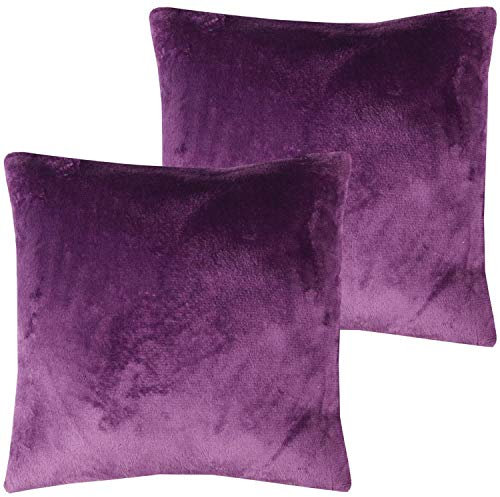Bestlivings Flauschige Kissenhülle Celina (40 x 40 cm / 2er Pack) - Kuscheliger Bezug mit Reißverschluss Violett ideal für Dekokissen und Sofakissen