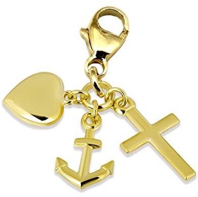 Charm Einhänger Glaube Liebe Hoffnung 333 Gold poliert 8 Karat Gelbgold Anker Herz