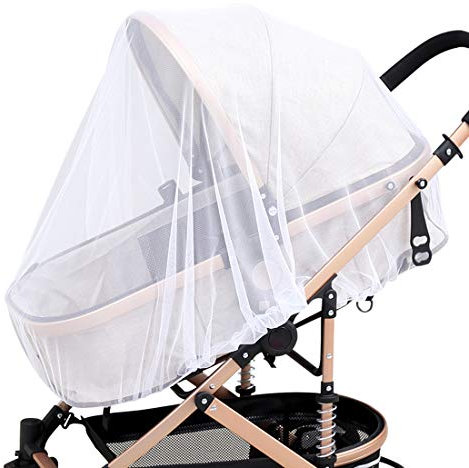 GeekerChip Universal Insektenschutz/Mückennetz für Kinderwagen & Buggy,Moskitonetz mit Gummizug,idealer Schutz vor Wespen & Stechmücken Dank feinem Netzgewebe-Weiß