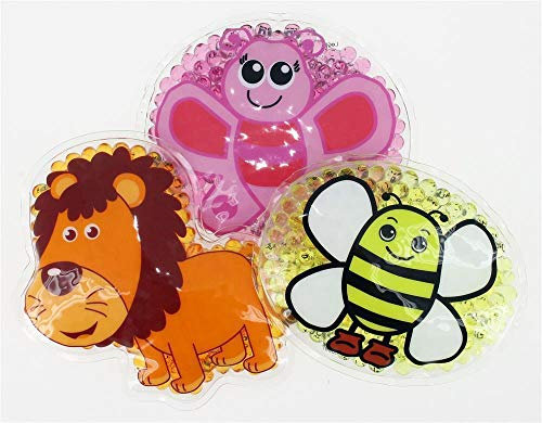 3 Kühlpads Löwe Schmetterling Biene Wärmepad mehrfach Kompresse Kühlkissen Kinder wärmen kühlen Tiermotiv