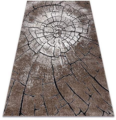 rugsx Modern Teppich Cozy für Wohnzimmer, Schlafzimmer, Wood, Baumstamm - Strukturell Zwei Ebenen aus Vlies braun 80x150 cm