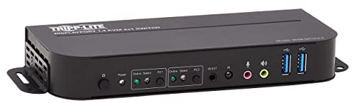 Eaton Tripp Lite 2-Port DisplayPort/USB KVM-Switch - 4K 60 Hz, HDR, HDCP 2.2, IR, DP 1.4, USB-Freigabe, USB 3.0 Kabel (B005-DPUA2-K)