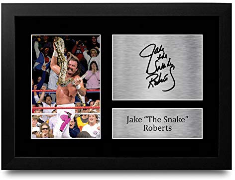 HWC Trading FR A4 Jake The Snake Roberts Gifts gedrucktes Autogramm für WWE & WWF Fanartikel-Fans – A4 gerahmt