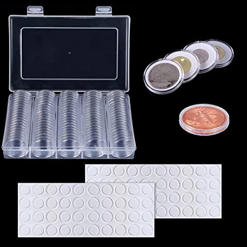 JJQHYC 100 Pièces Capsules pour Pièces de Monnaie Transparentes 30 mm Collection de Pièces Boîte de Rangement avec Mousses de Protection