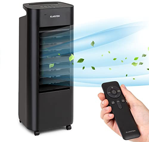 Klarstein Rafraichisseur d'Air Mobile 4 en 1, Refroidisseur d'Air par Evaporation, Mode Nuit, Humidificateur, Ventilateur, Climatiseur Mobile Sans Évacuation et Silencieux, 60W, Débit d'Air 330m³/h