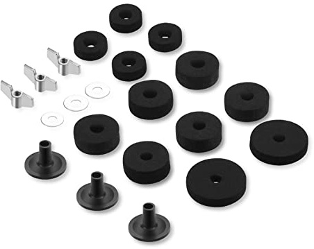 Cheerock 21 Pcs Cymbals Replacement Accessories Cymbal Stand Felts Hi-Hat Clutch Felt Cup with Sleeves, Base Wing Nuts and Washers for Drum Set