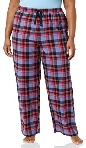 Amazon Essentials Pantalon De Pyjama en Flanelle Femme, Bleu Tartan Mixte, XXS