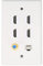 ASHATA 6 Port HDMI Coax Ethernet Wall Plate, 4 HDMI Ports, RJ45 Ethernet Network Coaxial and TV F Head Port Media Wall Outlet Plates, Compatible with Cat5 Cat5e Cat6 Cable