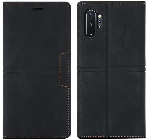 OKZone Cover per Samsung Galaxy Note 10 Plus, Cover a Libro Samsung Note 10 Plus, Custodia in Pelle Samsung Note 10 Plus Magnetica Custodia Silicone TPU,Funzione Supporto Slot Schede (Nero)