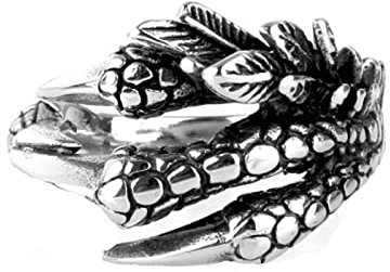 Ring Herren Silber, Punk Ringe Edelstahl Punk Rock Adler Klauen Ring Vatertagsgeschenk Ringe Größe 67 (21.3)