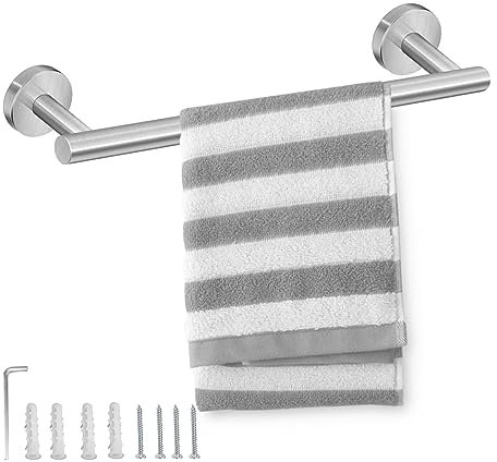 ZXShow Handtuchhalter Silber zum Bohren 40cm Handtuchstange Edelstahl Handtuch Halterung Wandmontage Handtuch Halterung Handtuchhalter Gästehandtücher für Bad Badezimmer Küche