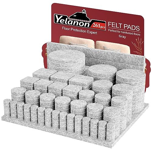 Yelanon Filzgleiter Selbstklebend 261 Stück Filzgleiter Für Stühle Möbelgleiter Selbstklebend Filz Chair Leg Floor Protectors Grau