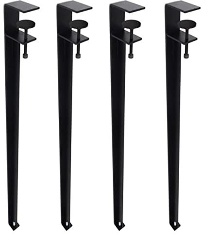 Pieds de Serrage de Table en Forme de F,4 Pieds de Table de Meubles en Métal Réglables,pour Console Bureau de Salle à Manger de Bricolage,Sans Perçage,avec Une Clé Allen (40cm,Black)