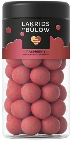 LAKRIDS BY BÜLOW - Crispy Raspberry - 295g - Dänische Gourmet Lakritz-Kugeln - Süßer Lakritzkern umhüllt von Weißer Schokolade & Himbeere