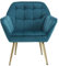 chairus Gepolsterter Armlehnensessel Samt Einzelsofa Loungesessel für Wohnzimmer Modern Armlehnstuhl mit Metallbeinen (Blau-1)