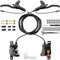 DYISLAND LD-200 2-Kolben-Hydraulik-Scheibenbremsen-Set für E-Bike, hydraulische 2-polige Bremskit, hydraulische Bremskit（mit Montagewerkzeugen und Schrauben） (Schwarz-Vorne1000mm/Hinten1850mm)