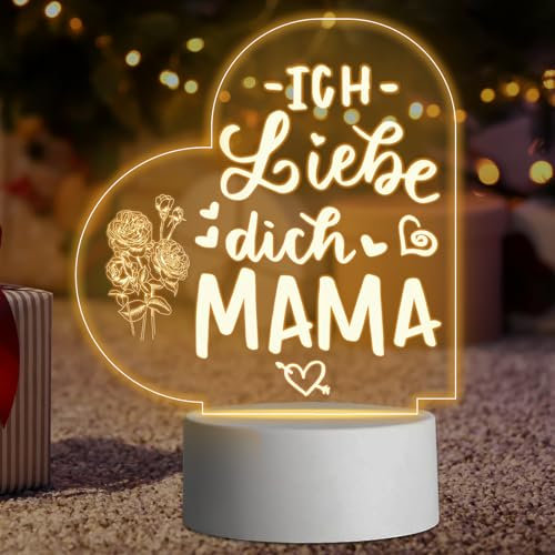 Geschenke für Mama, LED Lampe Nachtlicht, Acryl Nachtlicht LED Lampe, Geburtstagsgeschenk für Mama, Mama Geschenk Personalisierte, Geschenke für Weihnachten Erntedankfest Mama Geschenke