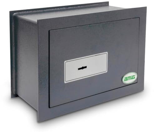 Amig - Caja Fuerte de Embutir con Llave de Gorja - Acero - Caja de Seguridad para Pared, Discreta y Segura - Ideal para Casa - Protección de Dinero y Objetos de Valor - 30x15x20 cm