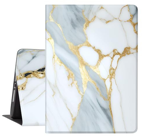 ipad 10.2 Case, ipad 9th/8th/7th Generation Case, Shockproof Multi-Angle Viewing Stand Cover for Apple ipad 9/8/7 2021/2020/2019, Auto Wake/Sleep (White Marble)