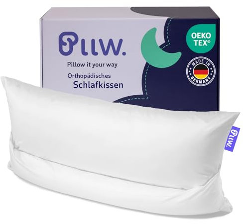 PLLW. Orthopädisches Nackenkissen 40x80 I Kopfkissen Nackenschmerzen mit beweglicher Nackenrolle I Ergonomisches Seitenschläferkissen mit Bezug I Individuell füllbares Nackenstützkissen I Öko Tex 100