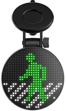 STMKB Auto-Emoji-LED-Anzeige, Runde Bluetooth-Emoji-Anzeige Für Die Heckscheibe des Autos, Inhalte Können Per Mobiltelefon Und Sprache Gesteuert Werden, Eingebauter 4,2-V-/1700-mAH-Akku