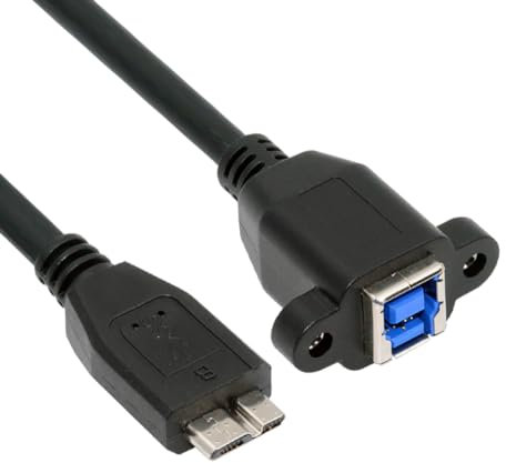 cablecc Câble d'extension USB 3.0 type B femelle vers USB 3.0 Micro-B mâle 5 Gbit/s pour disque SSD caméra données 30 cm