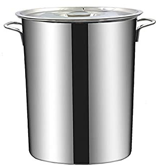 Olla de acero inoxidable con tapa, mango sólido reforzado con remaches, cacerola grande y profunda de acero inoxidable, color plateado (tamaño: 50 x 60 cm (110 L))