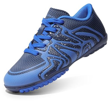 DREAM PAIRS Boys Football Boots Shoes Kids Girls Soccer Athletics Sport ShoesTeenager Indoor Outdoor Sneakers for Unisex,Size 9 Little Kid,Navy/Royal/White,SDSO2413K