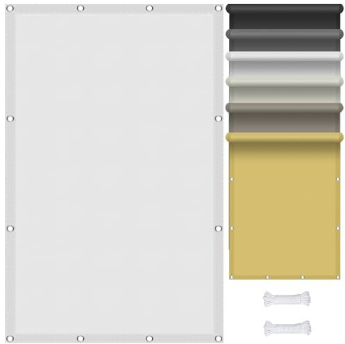 Vela de Sombra Rectangular 0.5 x 10 m Lona Camping Sombra Toldos Impermeable, con Ojales y Cuerdas de Fijación para Exteriores Terraza, Blanco