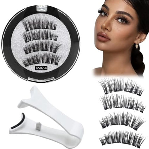 Magnetic Eyelashes with Applicator, Natural Magnetic Eyelashes Reusable,Easy Wear No Glue No Makeup Remover,Natural Look 3D Effect Glamorous Magnetic False Eyelashes with Applicator,Magnetic Lashes