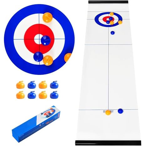 Hojalis Tabletop Curling Game, Fun Family Game for Kids and Adults, Quick & Easy to Set-Up Shuffleboard Curling Games, Mini Compact Portable Tabletop Games for Home Party Travel
