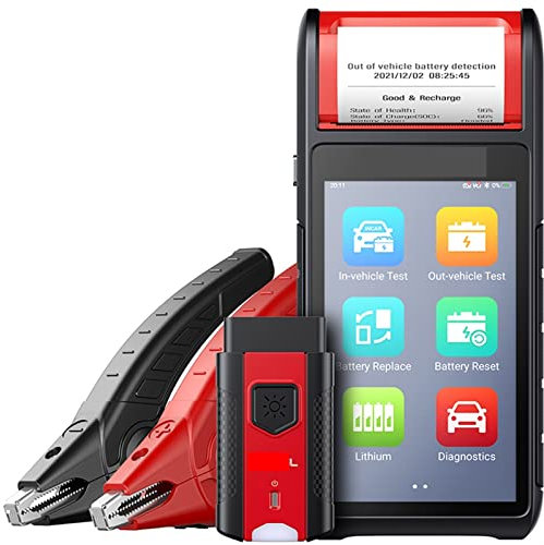 SHEHUALI Batterie-Lasttester, BT608E Batterie-Tester Elektrisches System Analyzer mit Drucker Alle Systemdiagnose-Tools Verbesserte BT508 / BT506 für Schwerlast-LKW-Motorräder