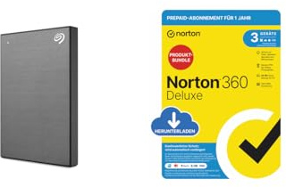 Seagate One Touch 1TB tragbare Externe Festplatte + Norton 360 Deluxe 2026, Antivirensoftware für 3 Geräte