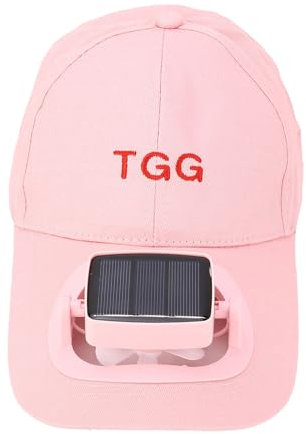 Sonew Gorra de Béisbol con Ventilador Solar, Aspas Suaves, Sombrero de Ventilador Recargable con Energía Solar para Deportes de Playa, Jardín, Al Aire Libre (PINK)