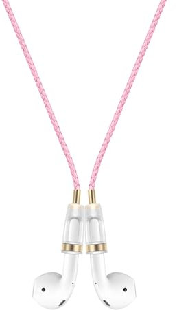Lawonda Halteband Kompatibel mit AirPods 1/2/ 3, AirPods Pro/Pro 2, PU Leder Anti-Verlust-Umhängeband für AirPods Strap Halter Band Halterung Magnetisch Sport-Saiten-Umhängeband Rosa Gold
