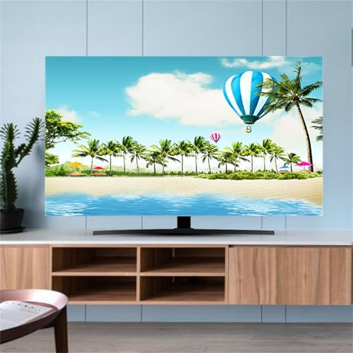 Hixingo TV Dust Cover, Landscape TV Screen Cover Stretch Television Cover Universal Elastic TV Screen Protection Cover TV Protection Cover Soft Breathable Computer Cover (58-60inch,Sandy Beach)