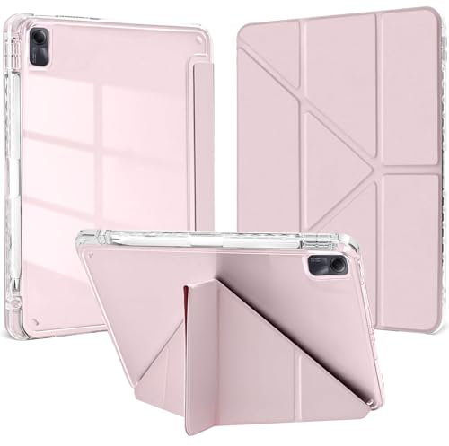 EspZanthic Custodia per Xiaomi Redmi Pad SE 11 Pollice 2023 con Portapenne, 6-in-1 Angoli di Visione Multipli Supporto a Forma di Y, Cover Trasparente Posteriore