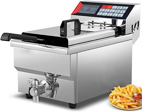 CZAOERXB Freidora eléctrica con Cesta de Acero Inoxidable, freidora de Aceite, Grifo, freidora de un Solo Tanque con Cesta extraíble y Elemento Calefactor, Ajuste de Temperatura, Cocina, co