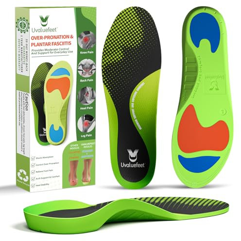 Uvaluefeet Plantillas ortopédicas para fascitis plantar para mujeres y hombres, inserto de zapato para metatarso, sobrepronación, pies planos, dolor de talón, XXL