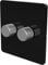 Flat Trailing Edge 2 Way LED Dimmer Switch Rotary Push On/Off for Dimmable LED and Halogen Lights - Black/Silver 2-Gang
