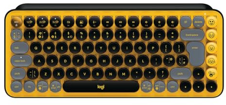 Logitech POP Keys - Mechanische Tastatur, Bluetooth Tastatur, Wireless Keyboard - macOS, iPadOS, iOS, Chrome OS, Android, Windows - UK QWERTY-Layout - gelb【Bulk - ohne Verpackung】