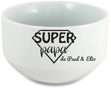 Bol Céramique 600ml Super Papa de [Prénom(s)] – Bol Petit-Déjeuner ou Soupe – Cadeau Fête des Pères Original – Bol Personnalisé Papa – Vaisselle Émotion