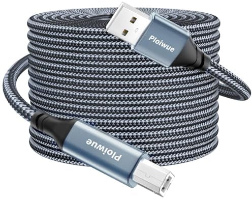 Câble d'imprimante USB 2.0 - 4 m - USB A vers USB B - Câble USB 2.0 type B - Scanner haute vitesse - Compatible avec Lexmark Dell HP Canon Epson Xerox Brother DAC et plus encore - Gris