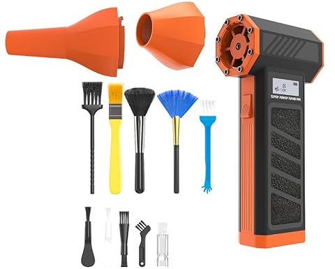 Qivine Aspirabriciole Senza Fili Potente, Aspirapolvere Portatile Senza Fili con Display Digitale e Luci a LED, Aspirapolvere Auto Potente Ricaricabile, con 10 Spazzole di Pulizia (Nero+Arancio)