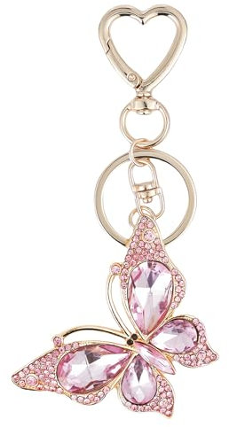 EFNHJF5 Schlüsselanhänger mädchen für Damen mit Schmetterling & Herz Design - Strass Verzierter Schlüsselanhänger für Handtasche, Geldbeutel & Taschen (Geschenkidee für mädchen,Freundin, Frau, Mama)