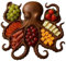 Tabla de Embutidos Pulpo de Madera, Tabla de Embutidos Pulpo de 7 Rejillas, Plato de Comida en Forma de Pulpo, Bandeja de Servir de Madera con Diseño de Pulpo, Tabla de Comida para Fiestas con Tema
