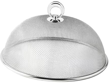 KiBcsLic Cubierta de Alimentos de Malla Fina Domo Protector de Platos Pantalla Desmontable para Alimentos Tapa Redonda Reutilizable Material de Acero, M